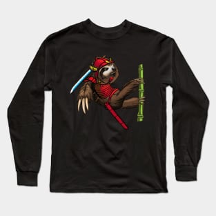 Sloth Samurai Graphic Art Long Sleeve T-Shirt